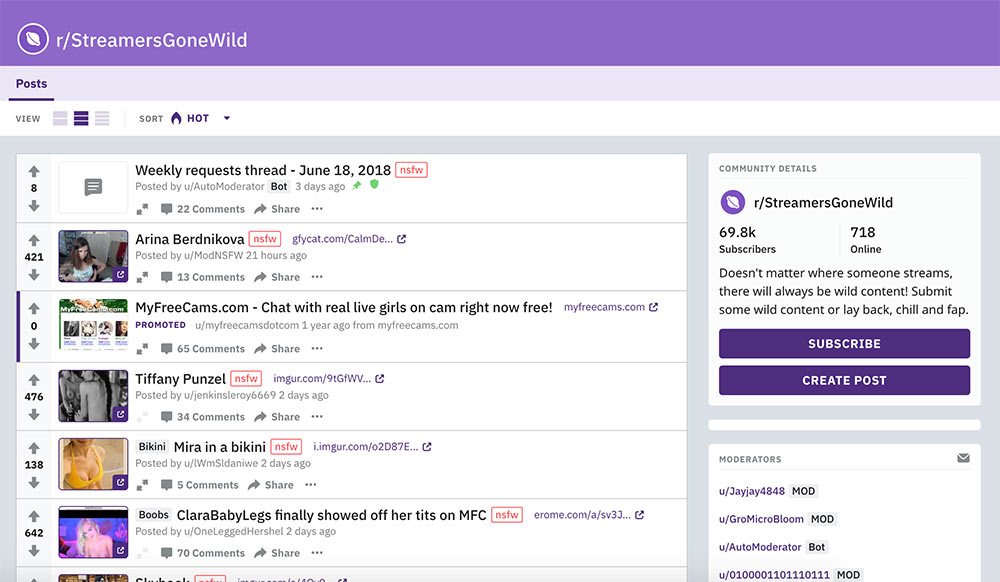 Gonewild reddit streamers /r/StreamersGoneWild metrics.